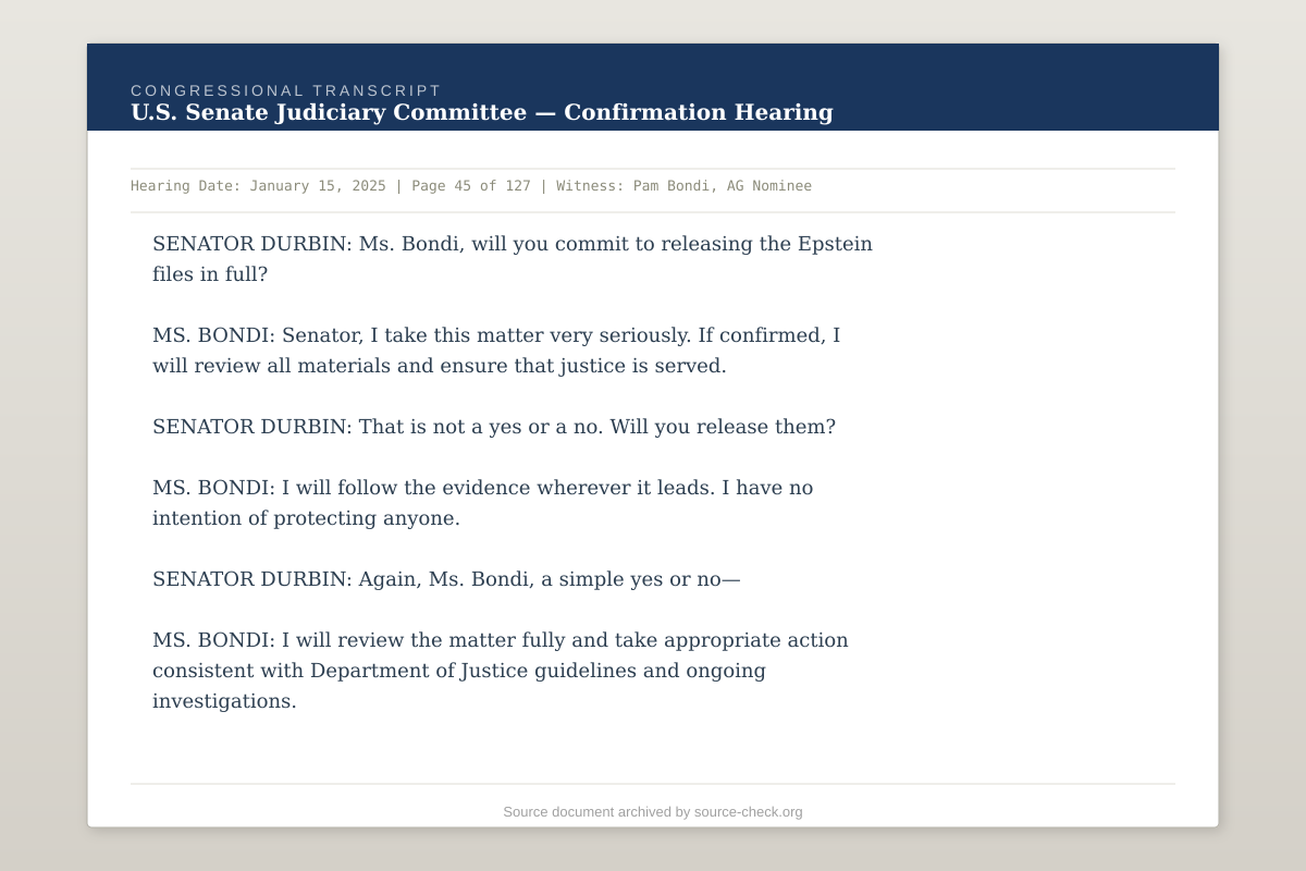 Senate Judiciary Committee Hearing Transcript, Feb 11 2026